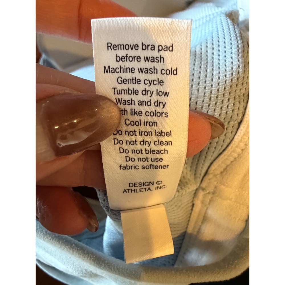 Athleta Sports Bra Women Small Blue Strappy Lattice Back Yoga Running Athleisure - Picture 12 of 12